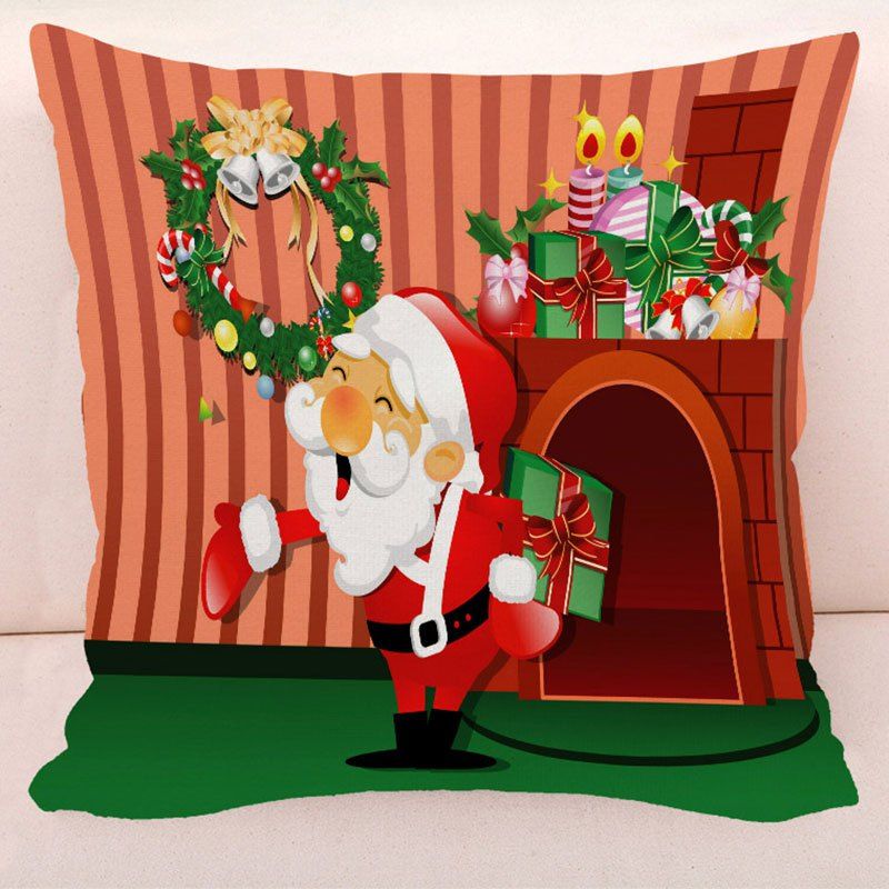 

Christmas Wreath Santa Bells Gifts Pillowcase, Red