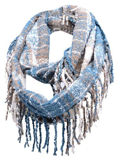 

Outdoor Fringed Edge Decorated Faux Cashmere Scarf, Windsor blue