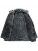 Casual Zip Up Flocking Faux Leather Jacket -  