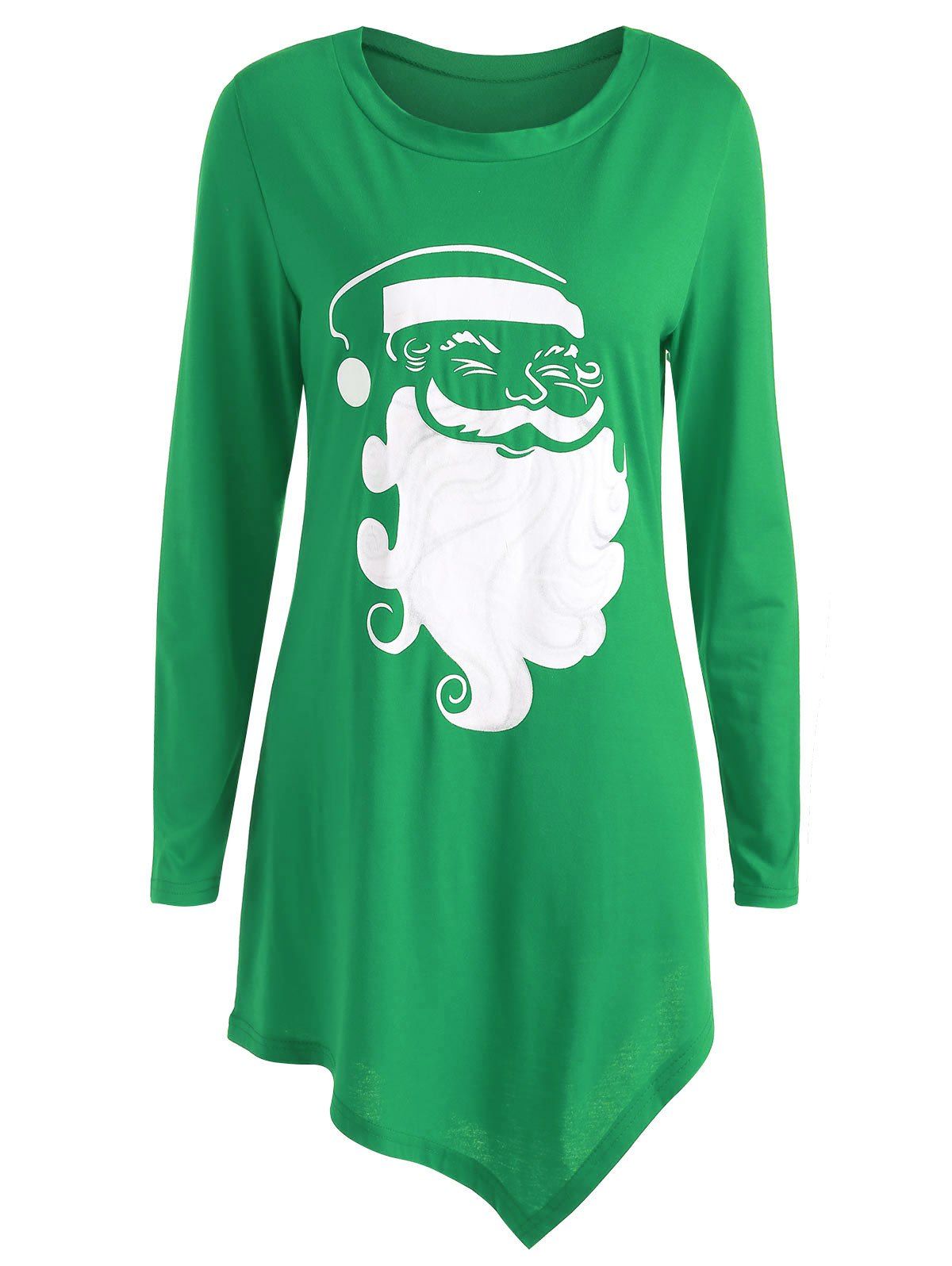 

Christmas Santa Claus Asymmetrical Tee, Green