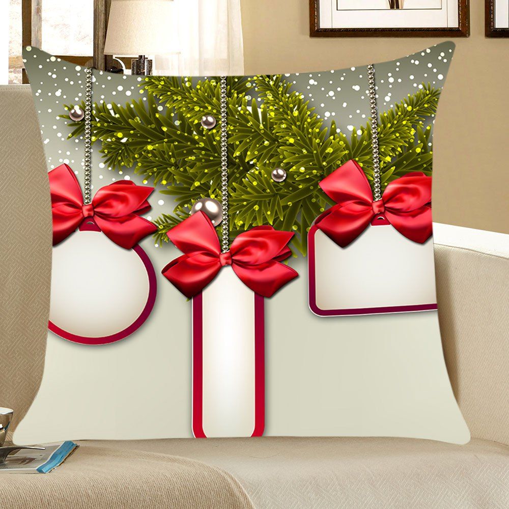 

Christmas Gifts Patterned Square Throw Pillow Case, Light green