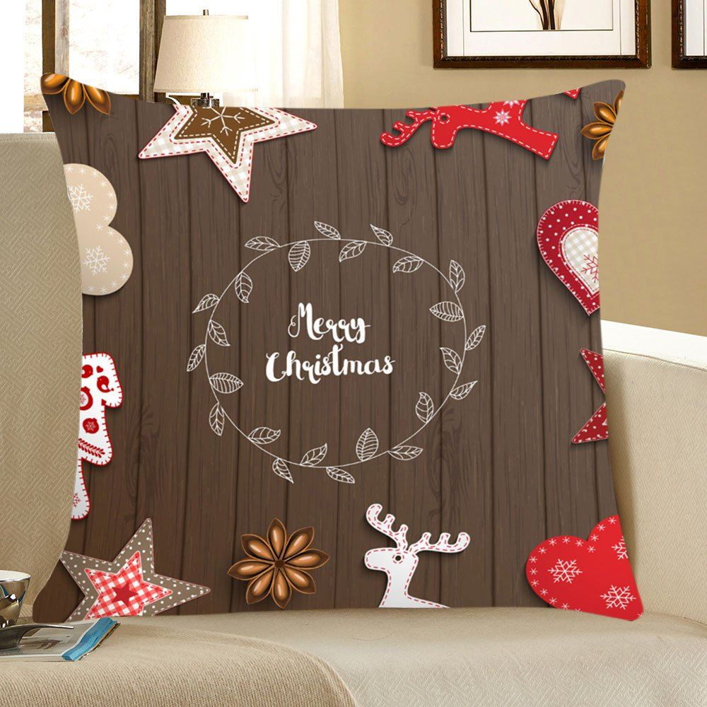 

Christmas Decorations Pattern Throw Pillow Case, Coffee brown