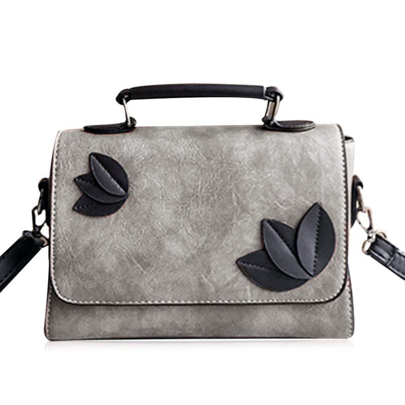

Leaves Embellished Tote Bag, Gray