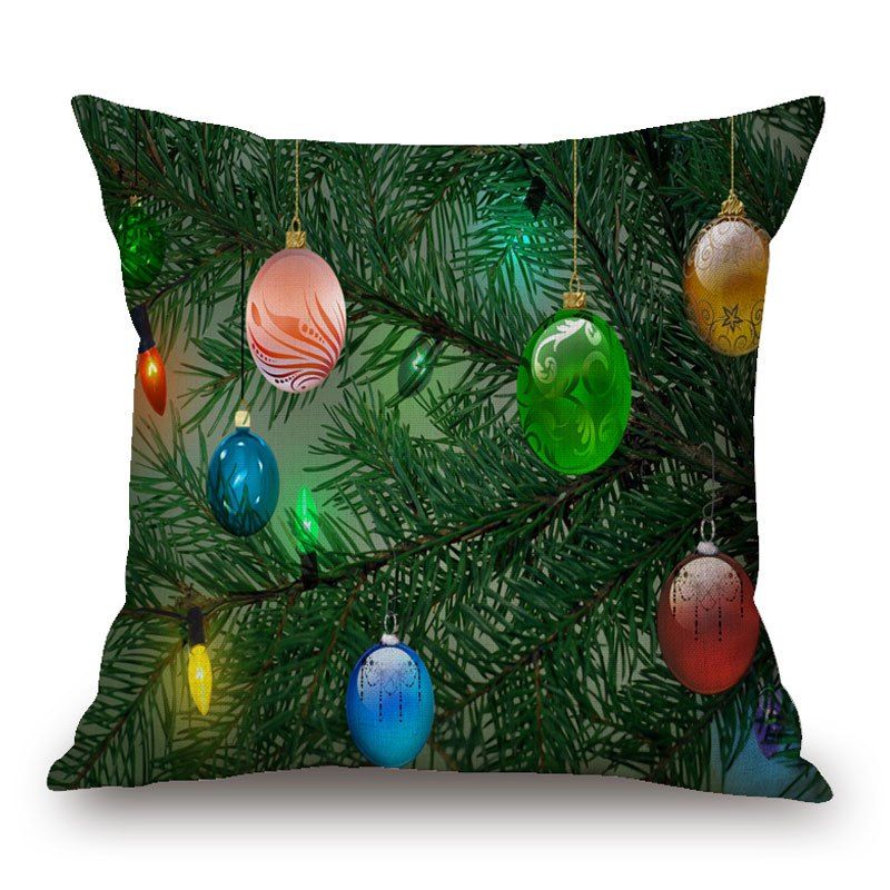 

Christmas Pine Baubles Print Decorative Linen Pillowcase, Colormix