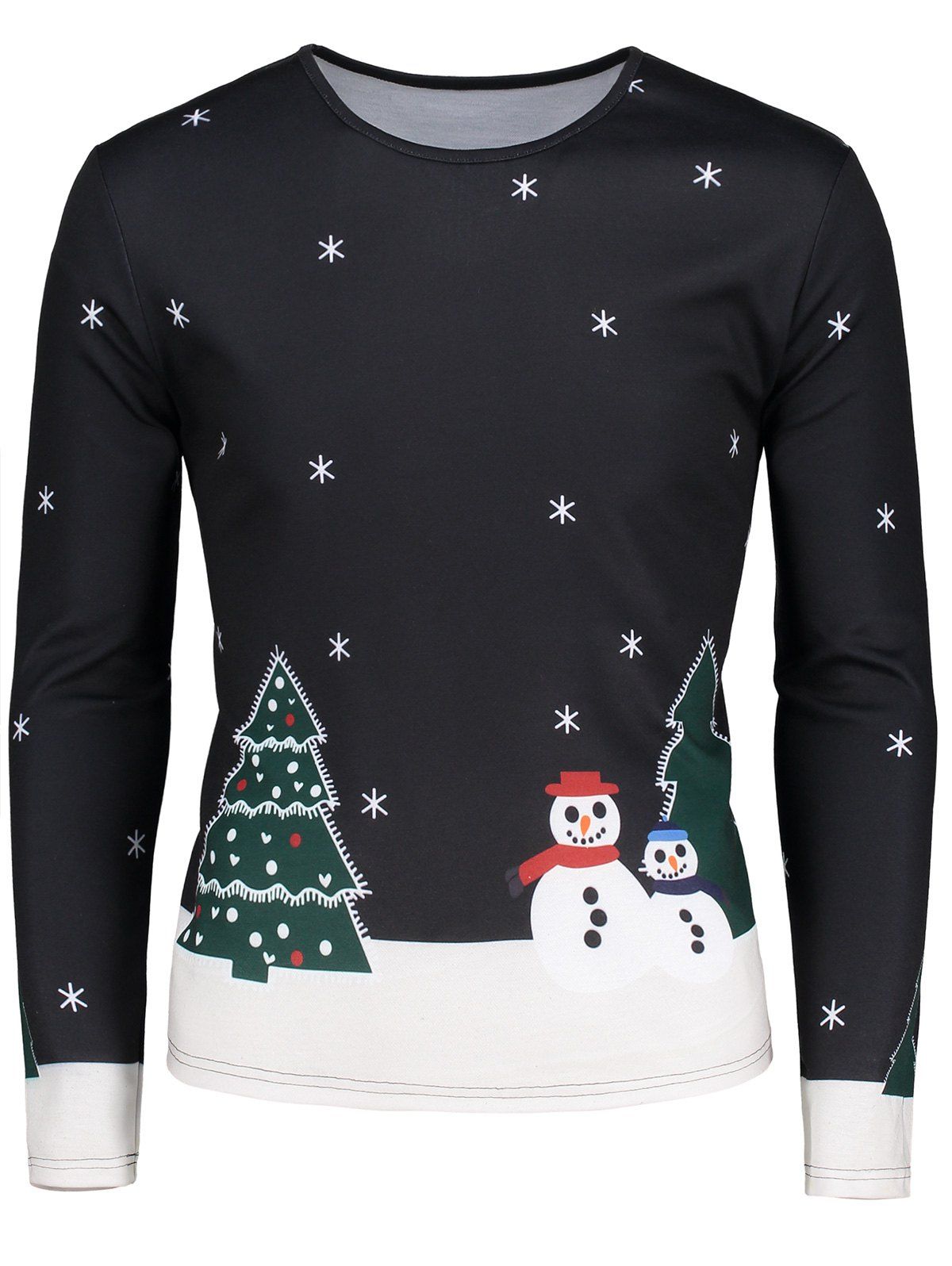 

Christmas Snowmen Pattern Long Sleeve T-shirt, Black