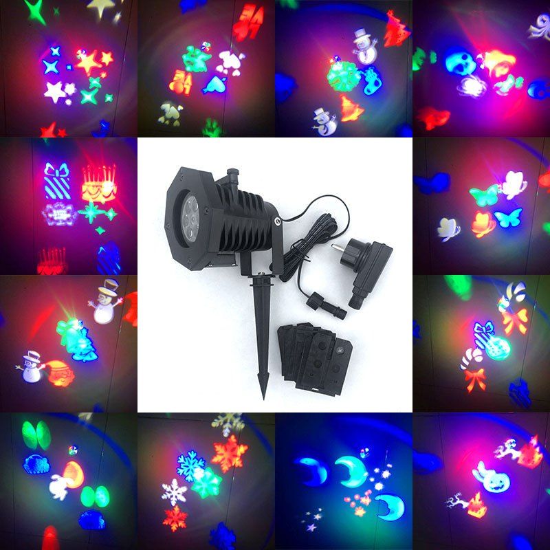 

12 Pattern Lens Replaceable Christmas LED Projector Lamp, Black