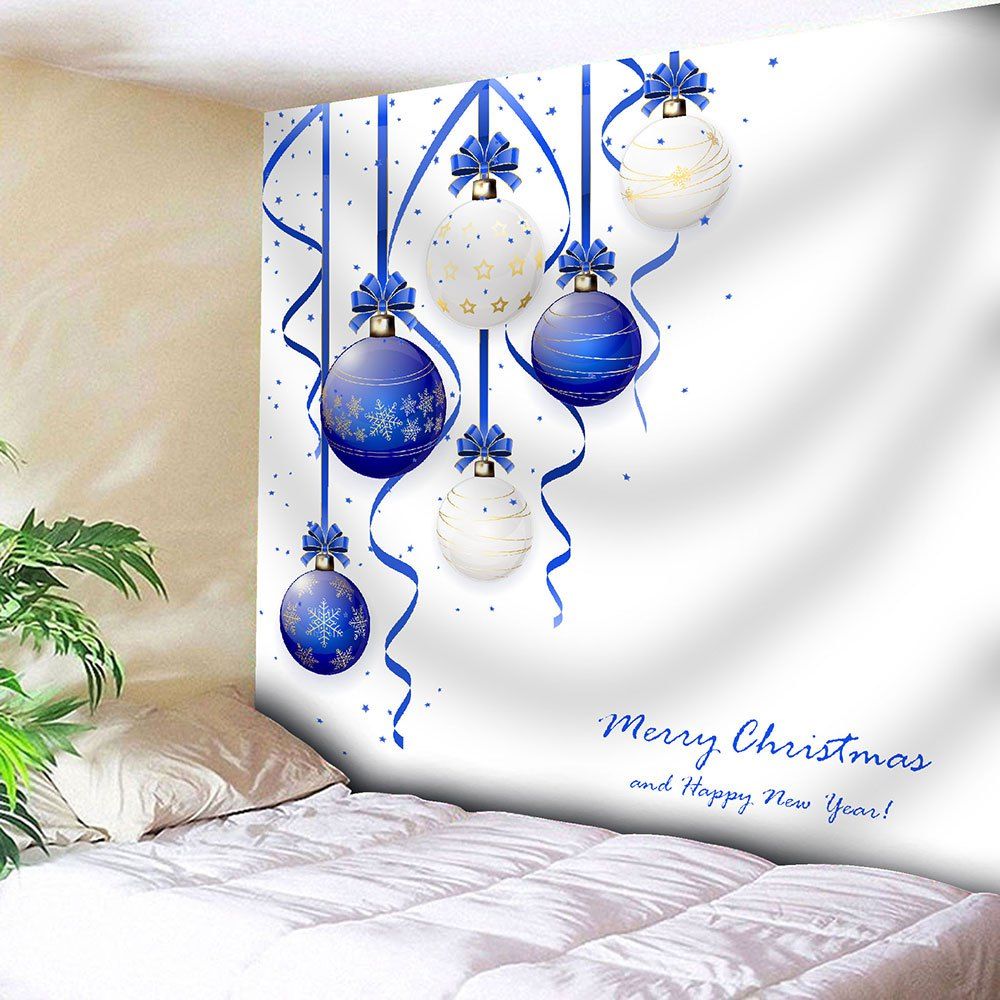

Wall Decor Christmas Balls Printed Tapestry, White