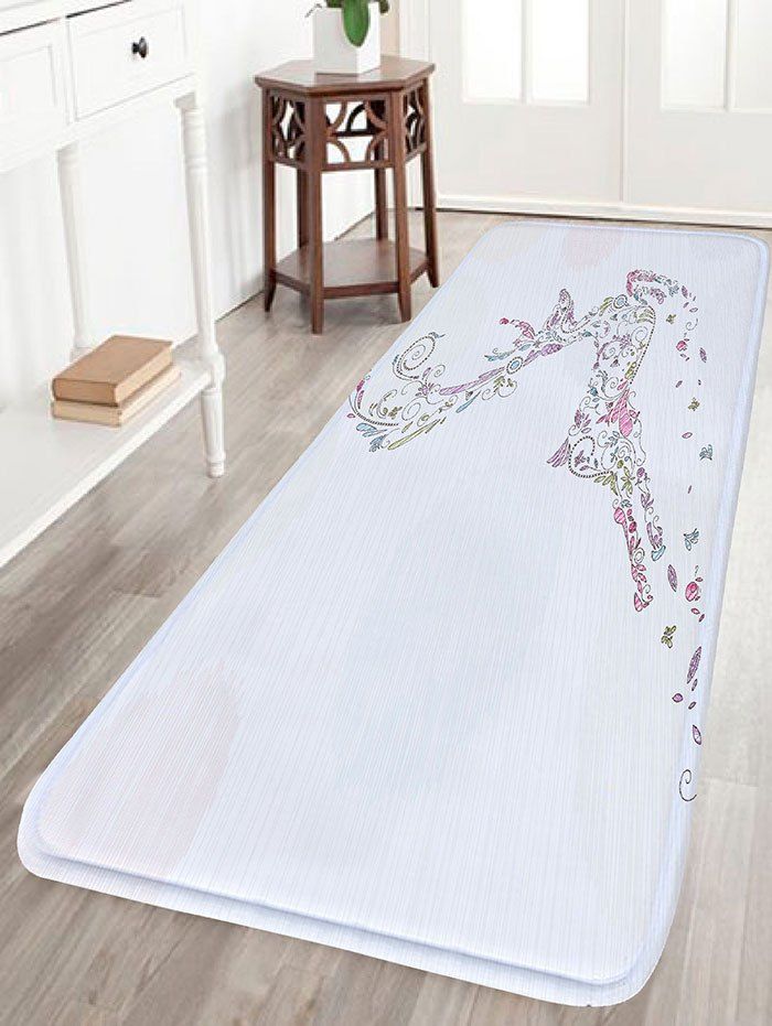 

Christmas Deer Print Flannel Nonslip Bath Rug, White