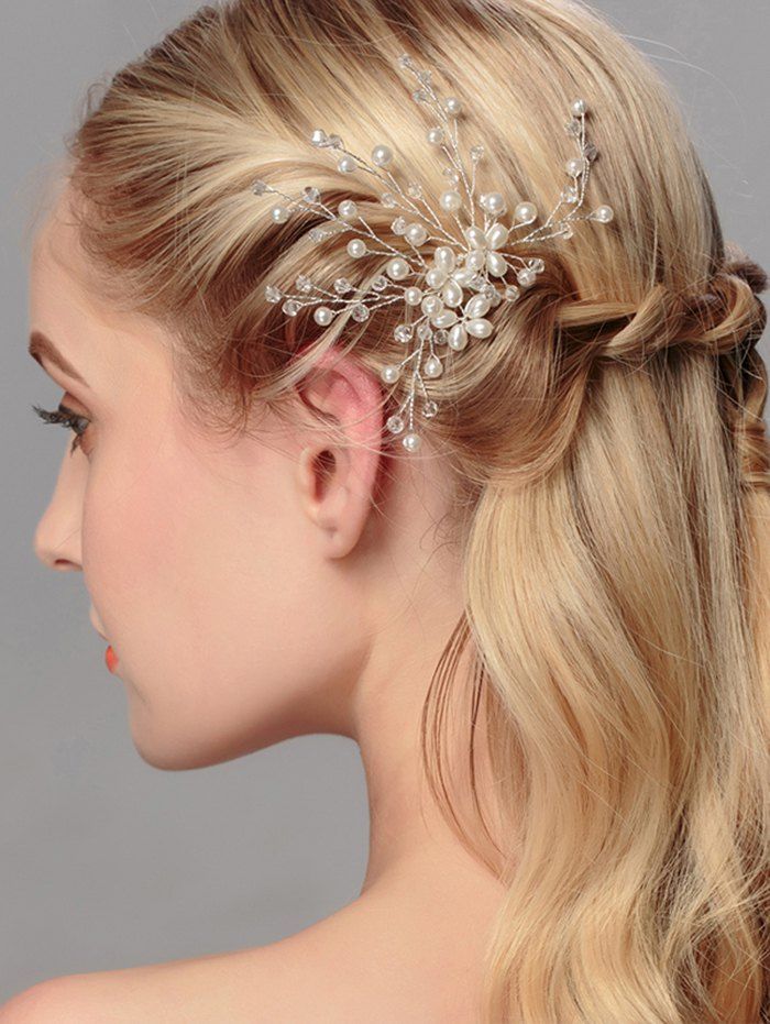

Faux Pearl Wedding Tree of Life Hairpin, White