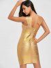 One Shoulder Metallic Bandage Dress -  
