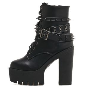 chunky buckle rivet boots