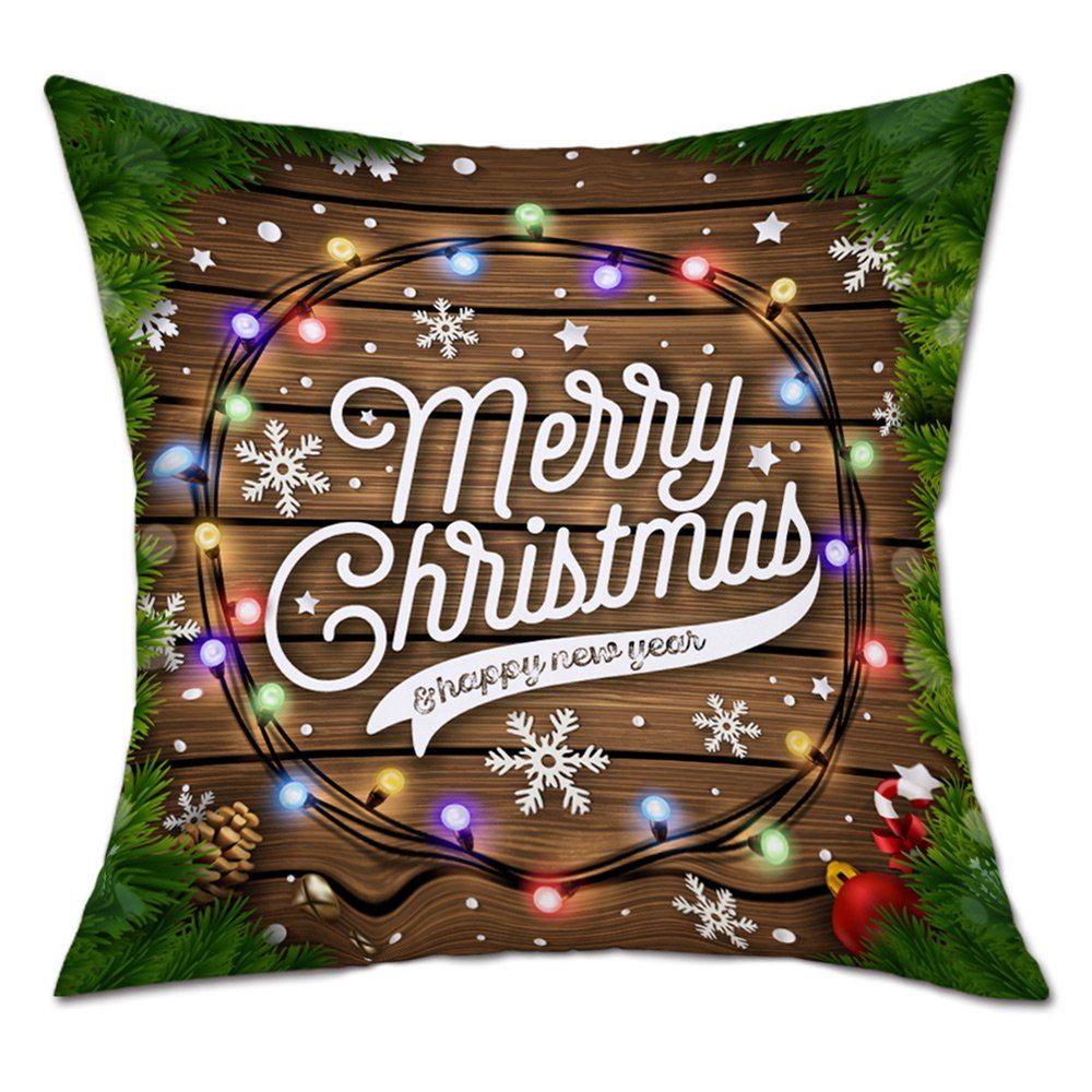 

Christmas String Lights Print Decorative Linen Pillowcase, Colormix