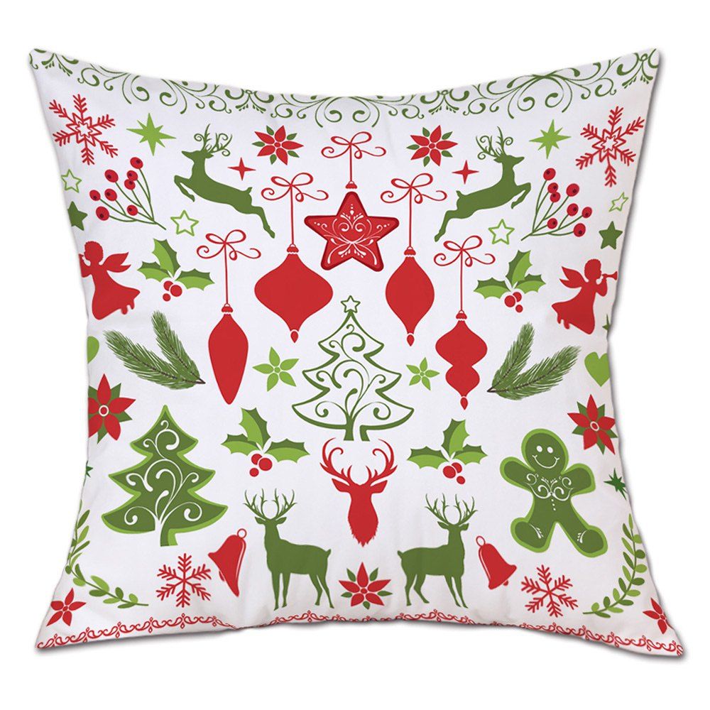 

Christmas Theme Pattern Decorative Linen Pillowcase, Colormix