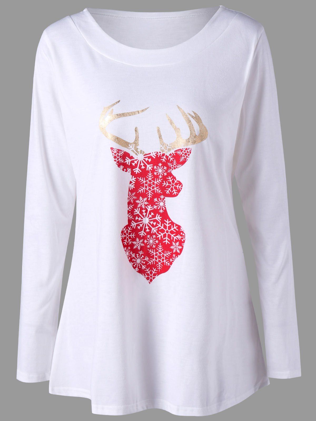 

Christmas Reindeer Long Sleeve Tee, White