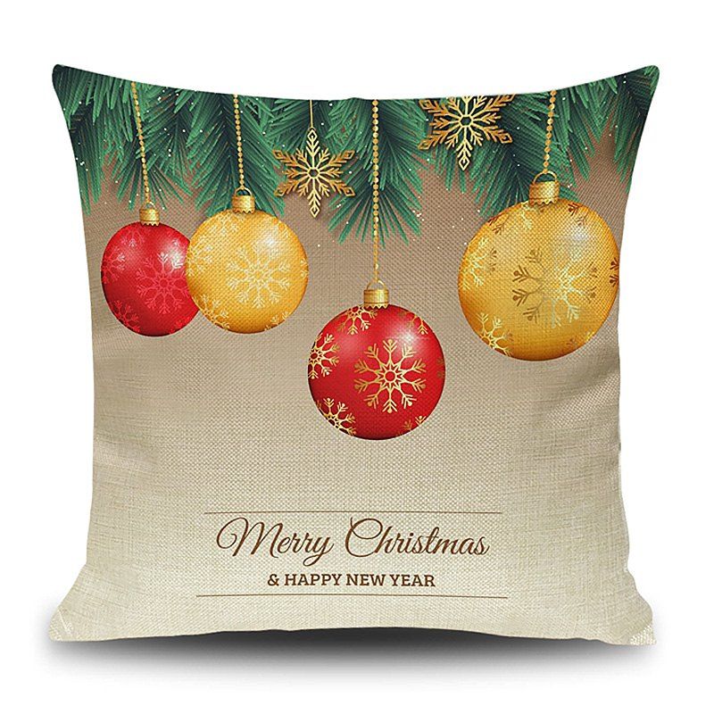 

Baubles Christmas Print Decorative Linen Sofa Pillowcase, Colormix