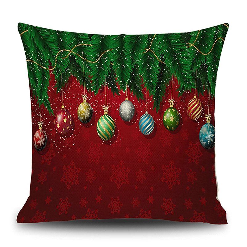 

Christmas Baubles Pine Print Decorative Linen Pillowcase, Colormix