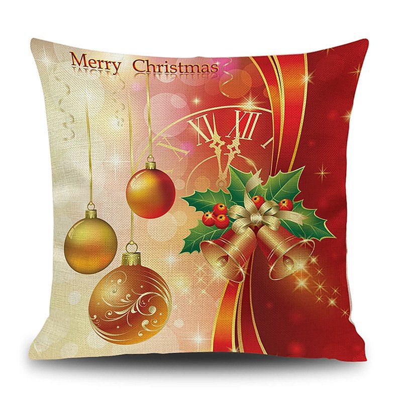 

Christmas Baubles Bell Print Decorative Linen Pillowcase, Colormix