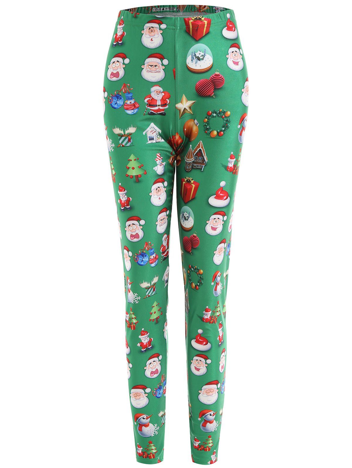 

Plus Size Christmas Snowman Santa Claus Leggings, Green