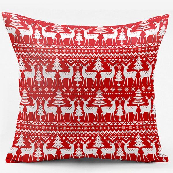 

Christmas Deer Double Side Printed Throw Pillowcase, Red