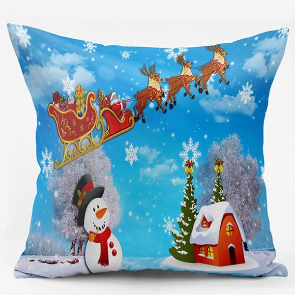 

Christmas Snowscape Double Side Printed Pillowcase, Sky blue