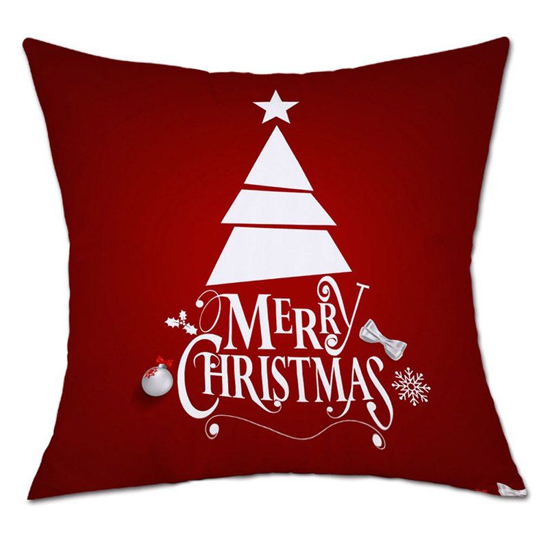 

Christmas Letter Tree Print Decorative Linen Pillowcase, Red