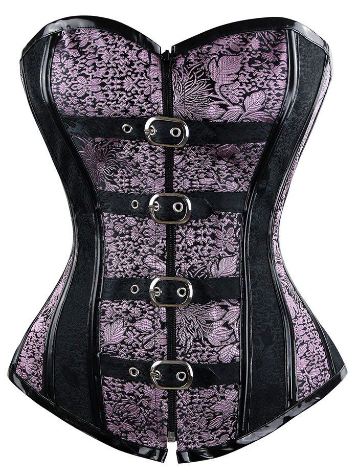 

Lace Up Sweetheart Corset Top, Black and purple