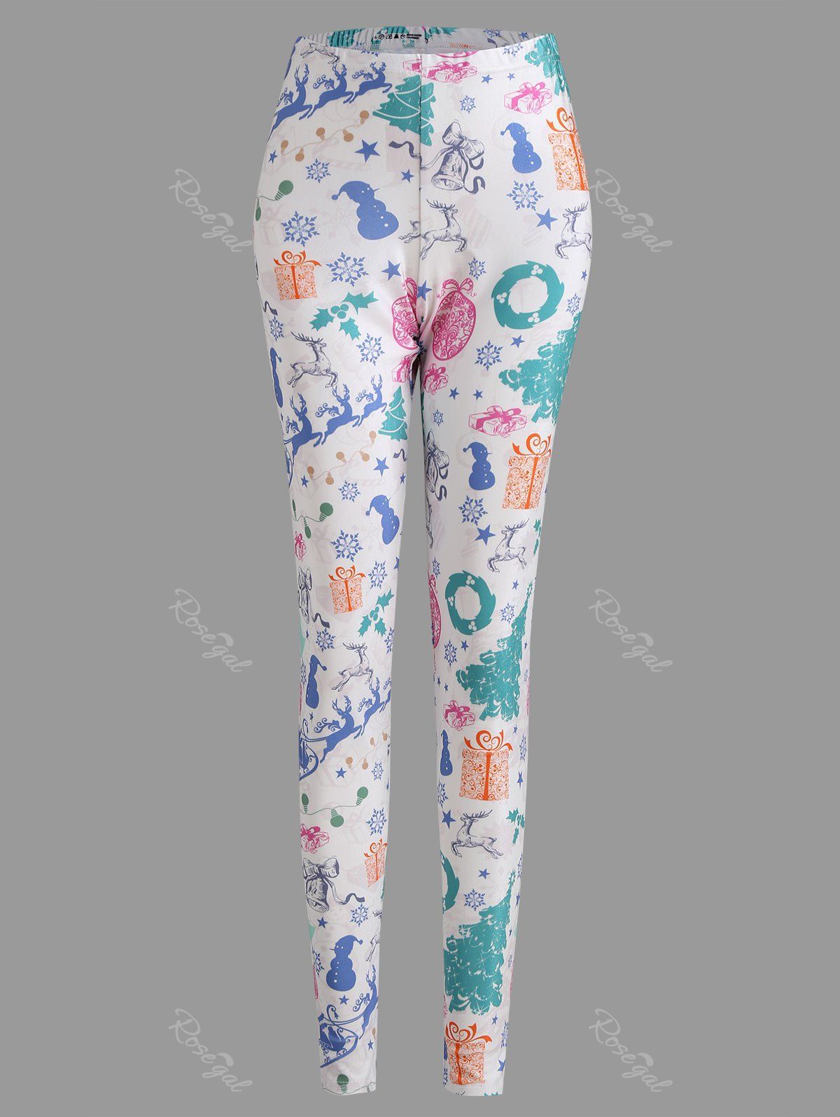 

Christmas Tree Sled Snowflake Plus Size Leggings, White
