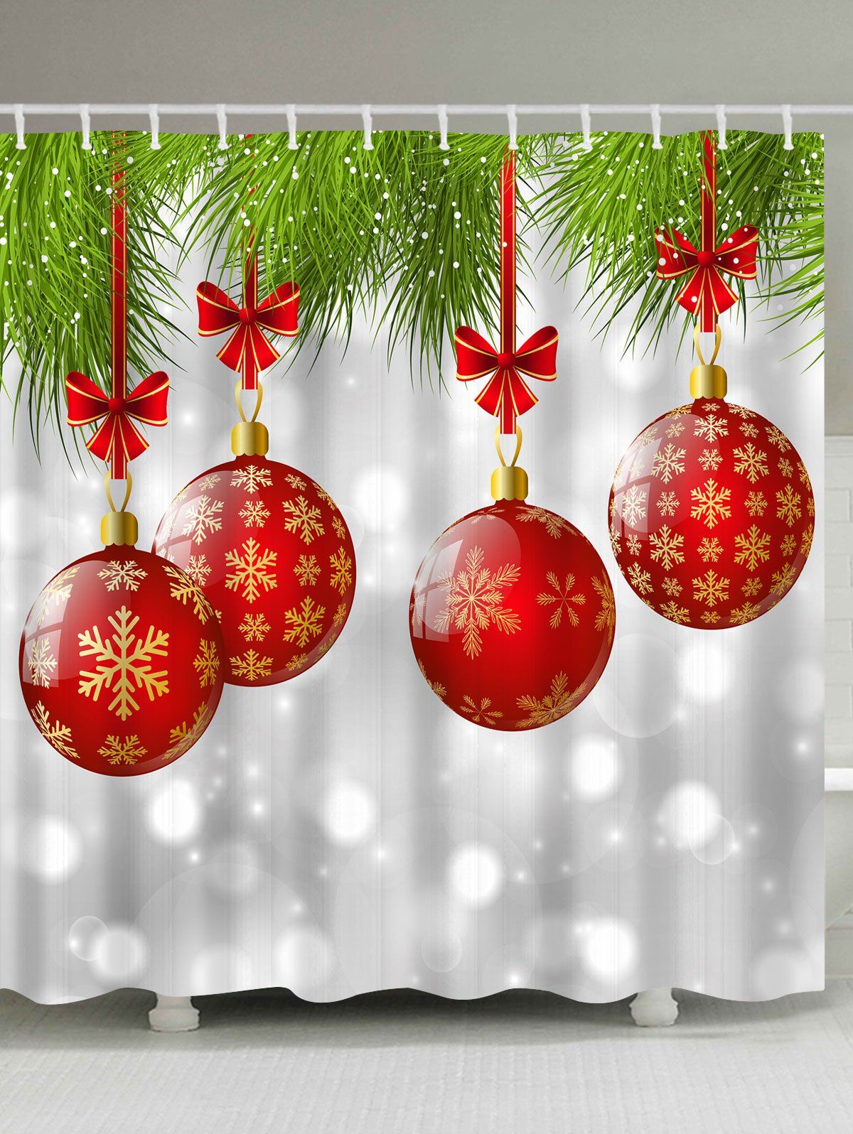 

Christmas Decor Polyester Waterproof Shower Curtain, Gray