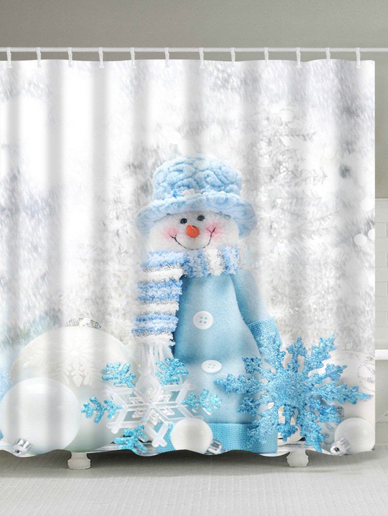 

Polyester Waterproof Winter Snowman Bath Shower Curtain, Grey white