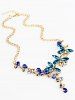Vintage Crystal Floral Embellished Alloy Pendent Necklace Earrings Set -  