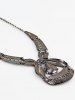 Vintage Water Drop Shape Faux Sapphire Necklace Earrings Set -  
