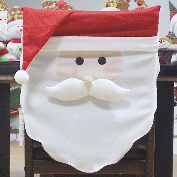 

Santa Claus Pattern Christmas Decoration Chair Back Cover, Red with white