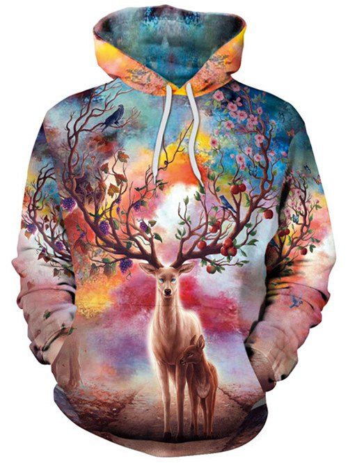 

Christmas 3D Elk Print Pullover Hoodie, Colormix