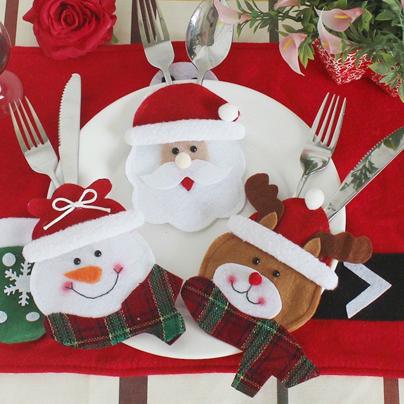 

Christmas Table Decoration 3Pcs Knives And Forks Bags, Colorful