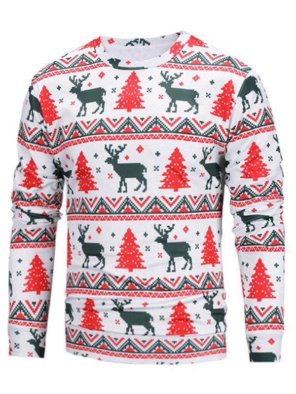 

Christmas 3D Elk Print Pullover Sweatshirt, Colormix