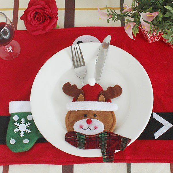 

Christmas Elk Table Decoration Knives And Forks Bag, Colorful