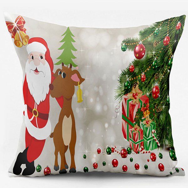 

Christmas Deer Santa Claus Double Side Printed Throw Pillowcase, Colormix