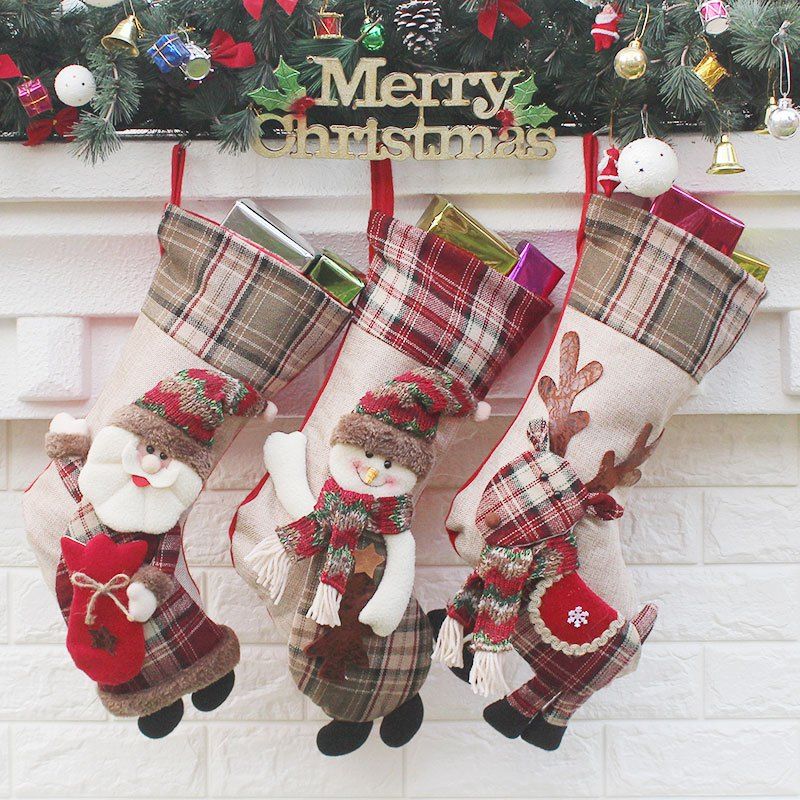 

3Pcs Candy Gift Bag Christmas Socks Hanging Decorations, Colorful