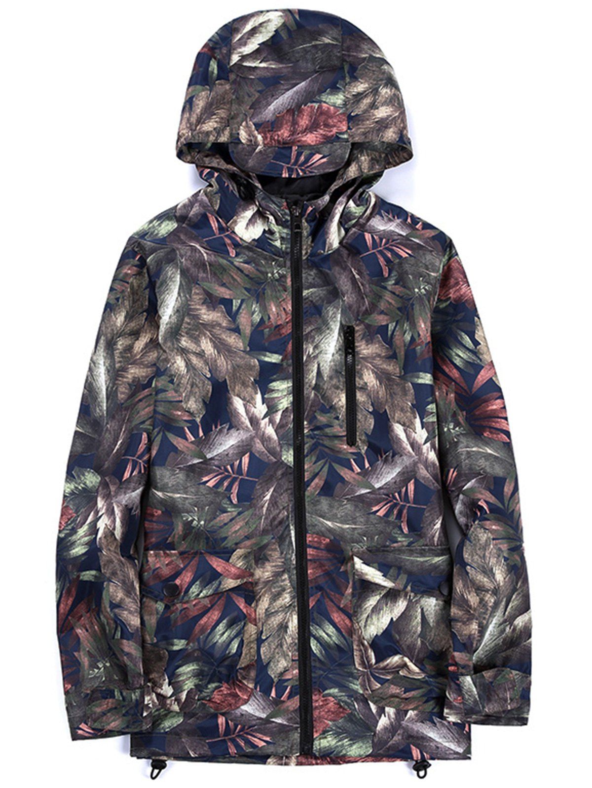 

Lightweight Tropical Leaves Print Windbreaker Jacket, Colormix