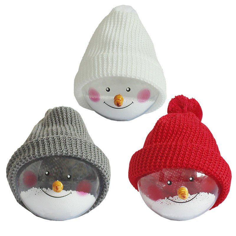

3Pcs Transparent Ball Dolls Christmas Decorations, Grey and white and red