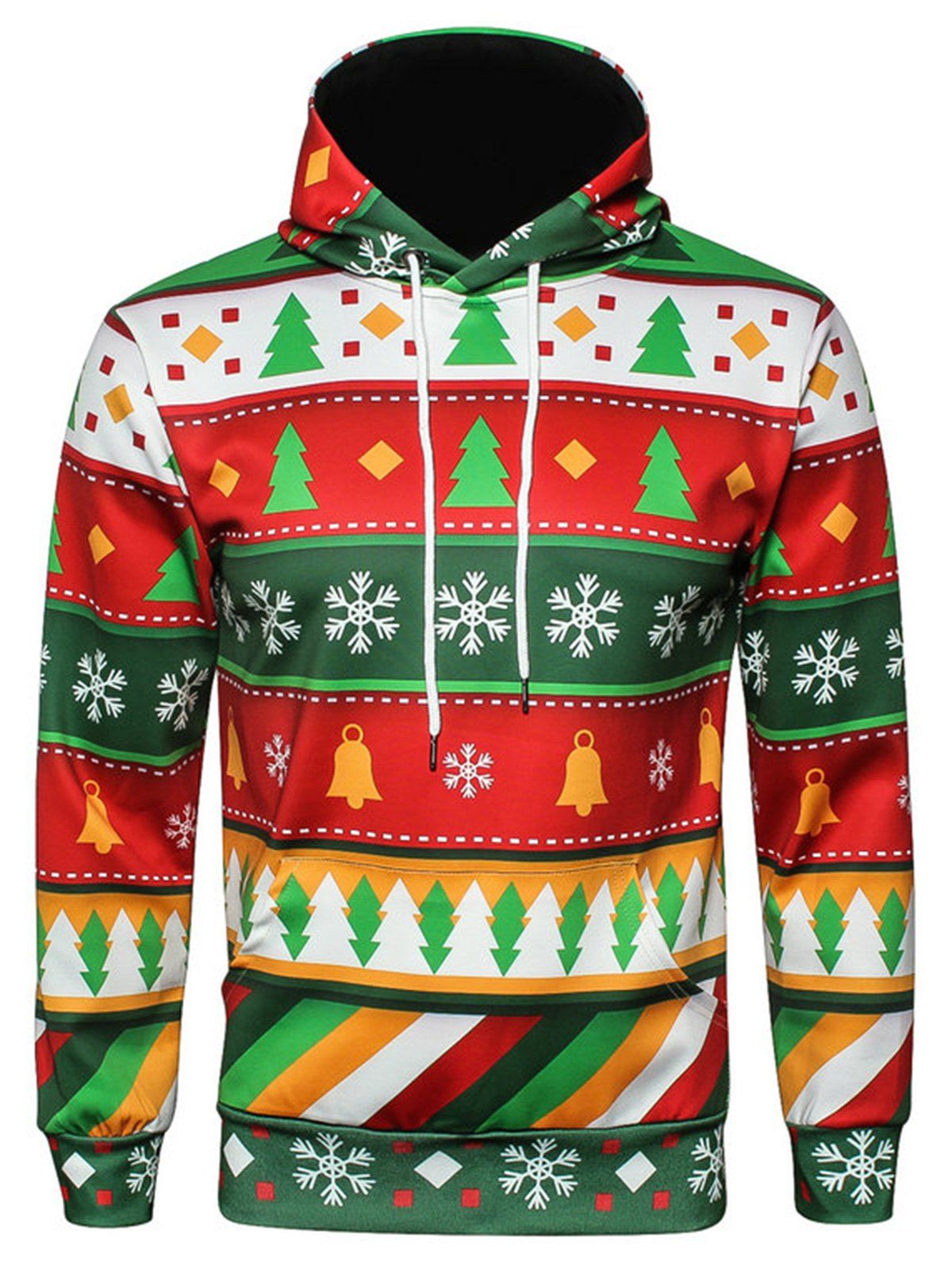 

Snowflake Geometric Christmas Print Pullover Hoodie, Colormix