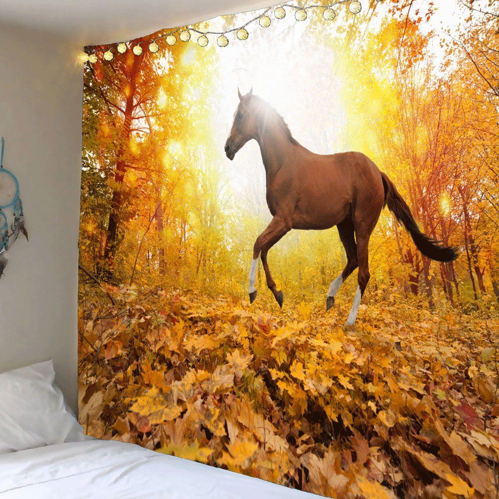 

Wall Art Sunset Forest Horse Pattern Tapestry, Colorful