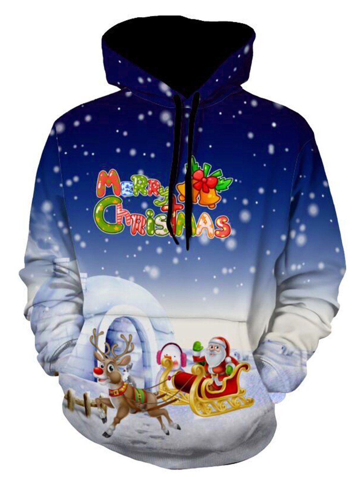 [59% OFF] Jingle Bells Santa Clause Christmas Reindeer Pullover Hoodie ...