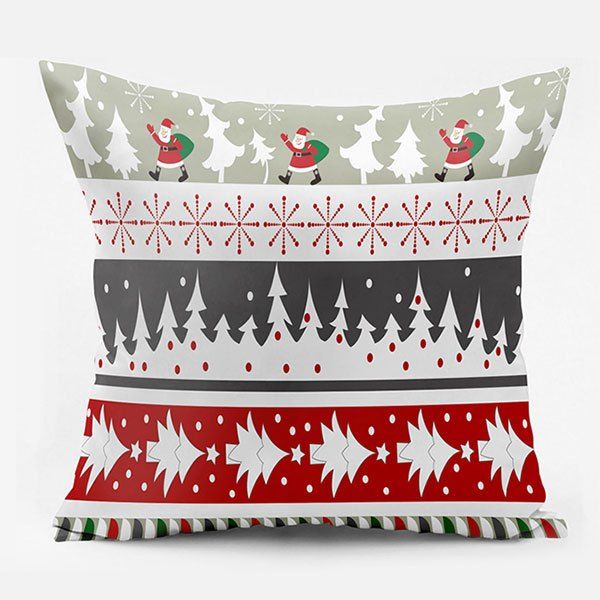 

Christmas Tree Santa Claus Double Side Printed Throw Pillowcase, Colormix