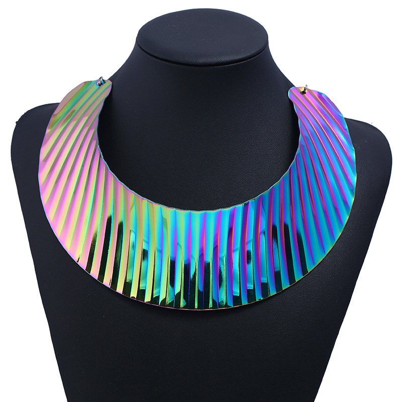 

Alloy Moon Chunky Statement Necklace, Colorful