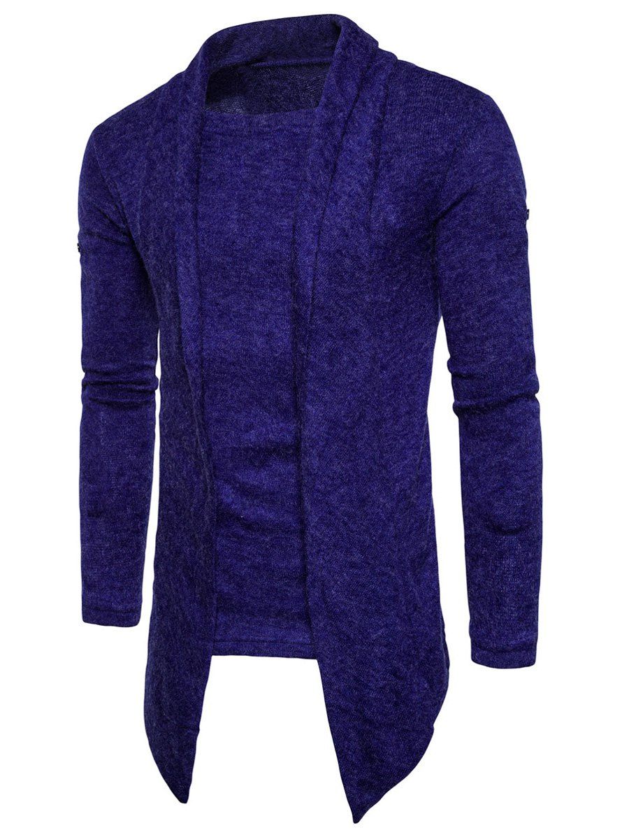 

Faux Twinset Panel Asymmetric Knitted Cardigan, Royal