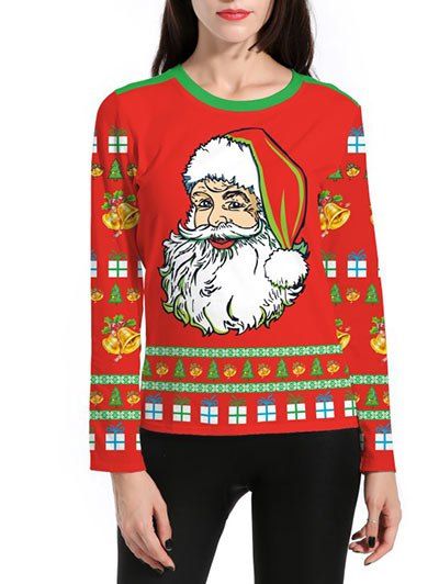 

Santa Claus 3D Print Christmas T-Shirt, Red