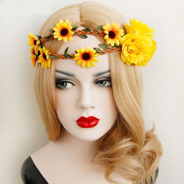 

Braid Sunflower Leaf Elastic Hairband, Yellow