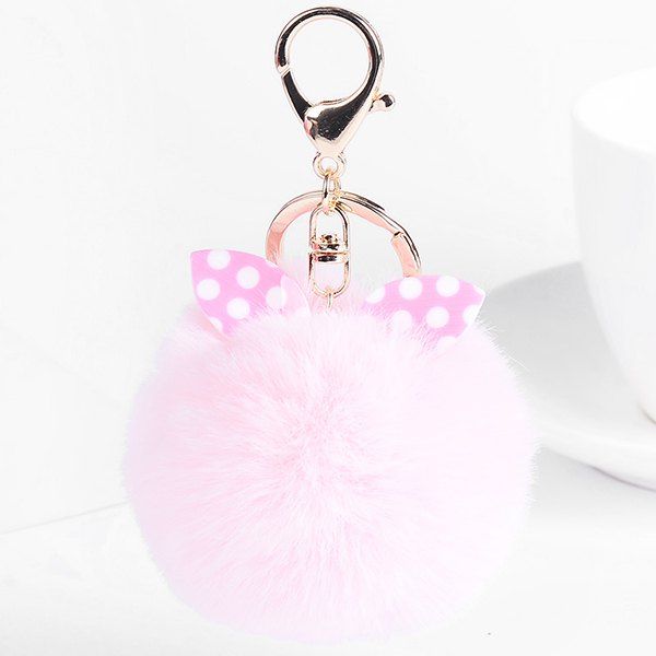 

Fuzzy Ball Rabbit Ears Cute Keychain, Pink