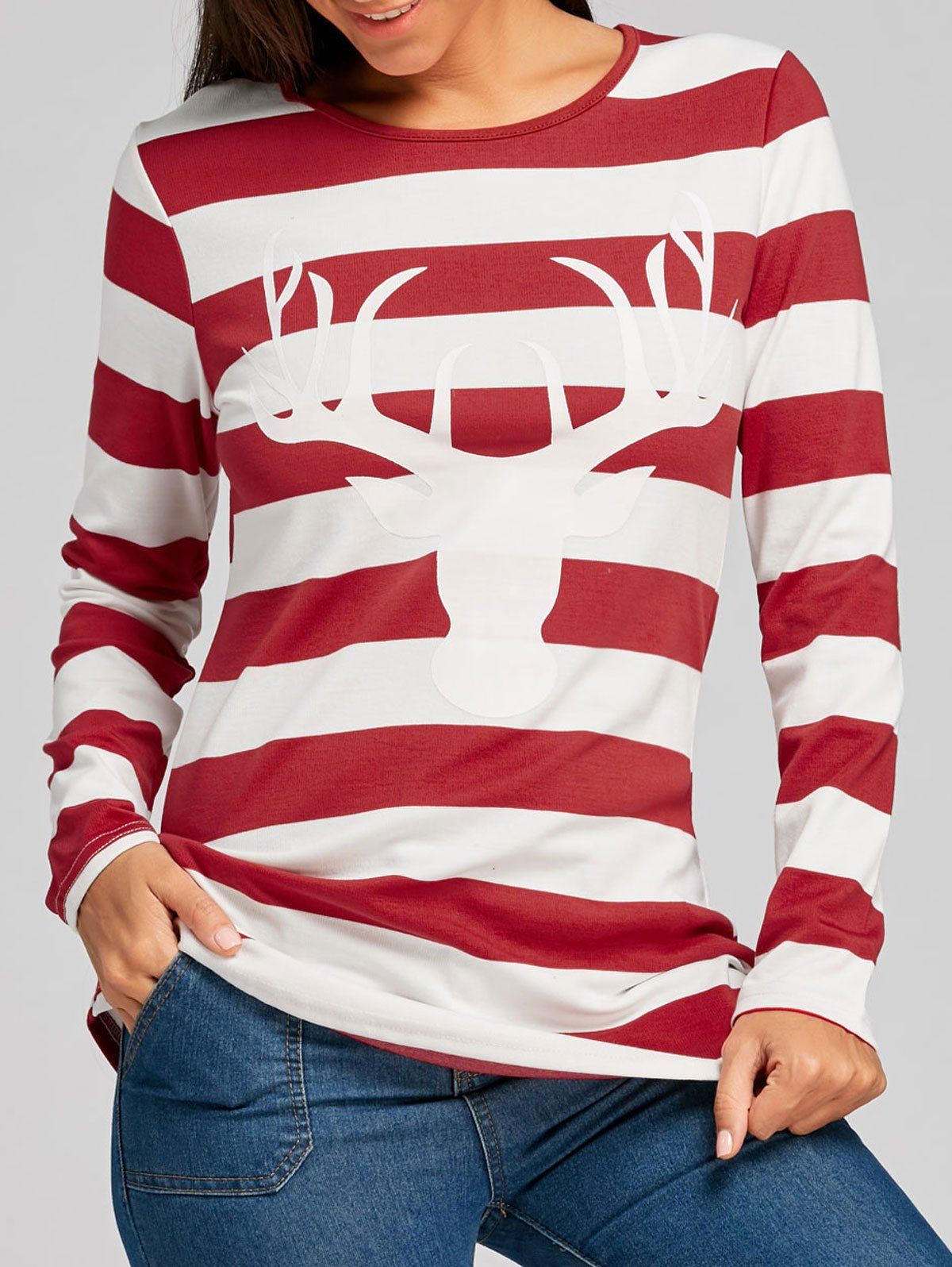 

Christmas Long Sleeve Stripe Tunic T-shirt, Red